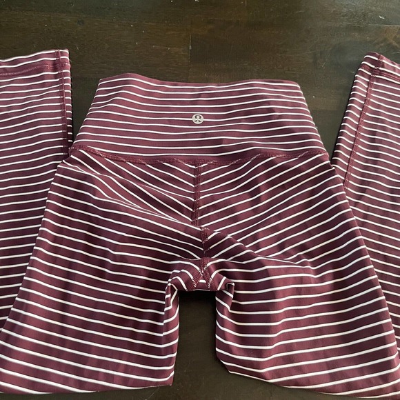 Lululemon Wunder Under High Rise Crop Parallel Stripe Dark Adobe Size 2 Leggings - Picture 2 of 7
